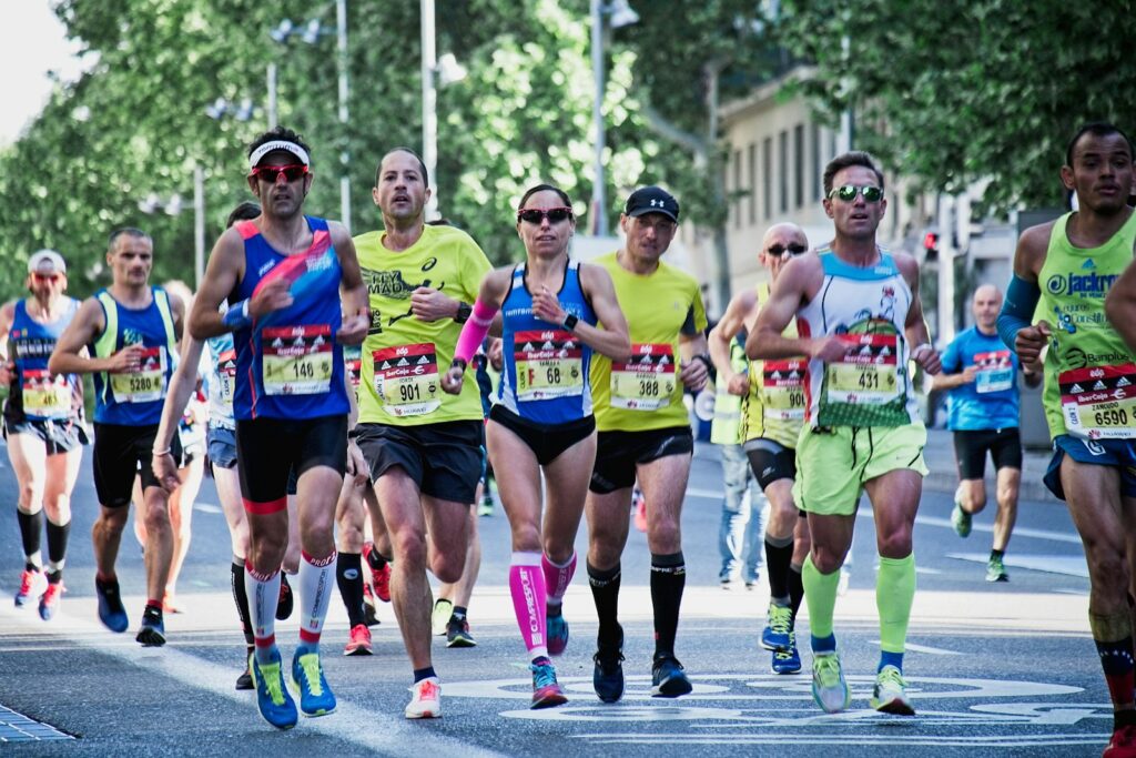 Runners taking part in a city race